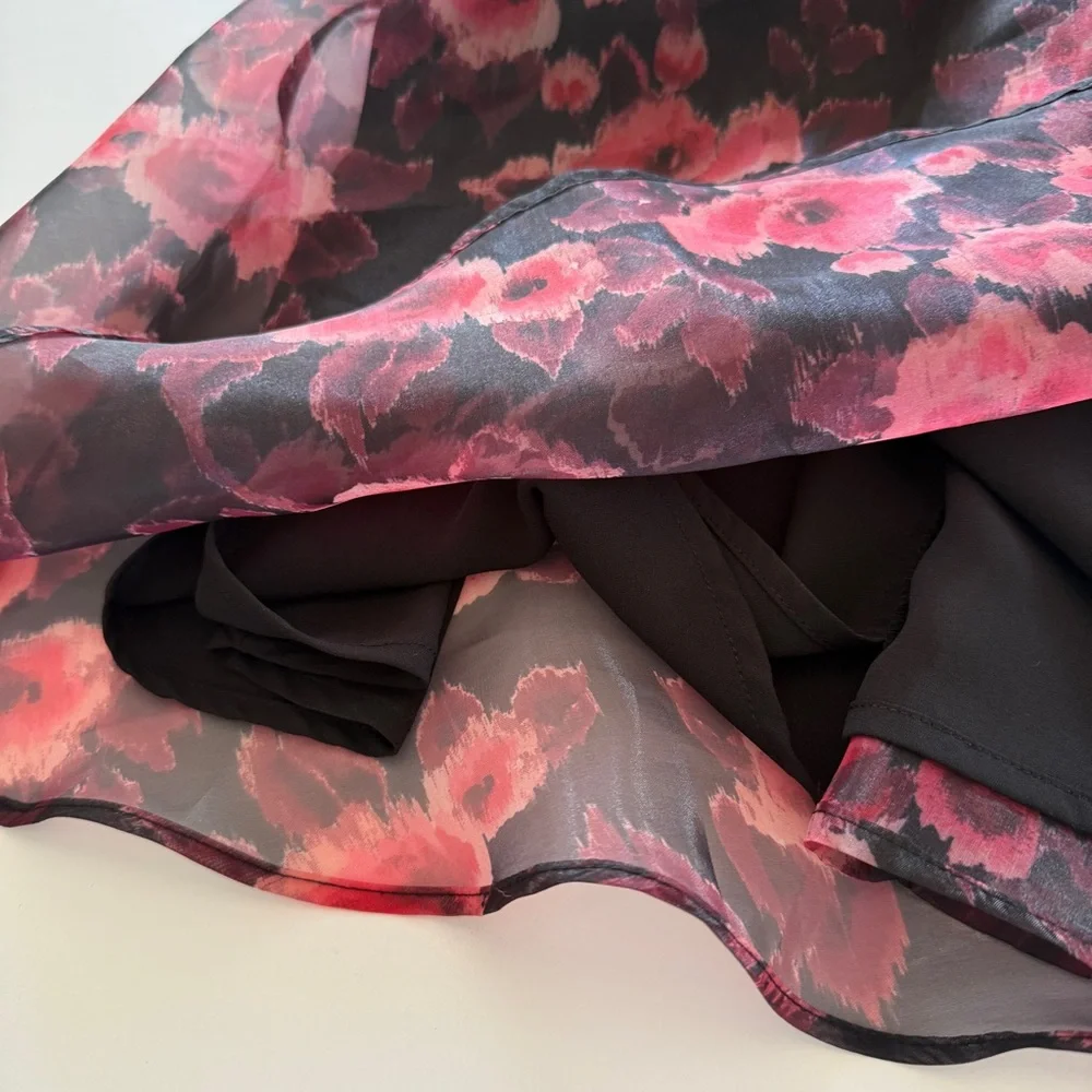 Topshop Women’s Organza‎ Floral Print Mini Dress Size 2 Lightweight